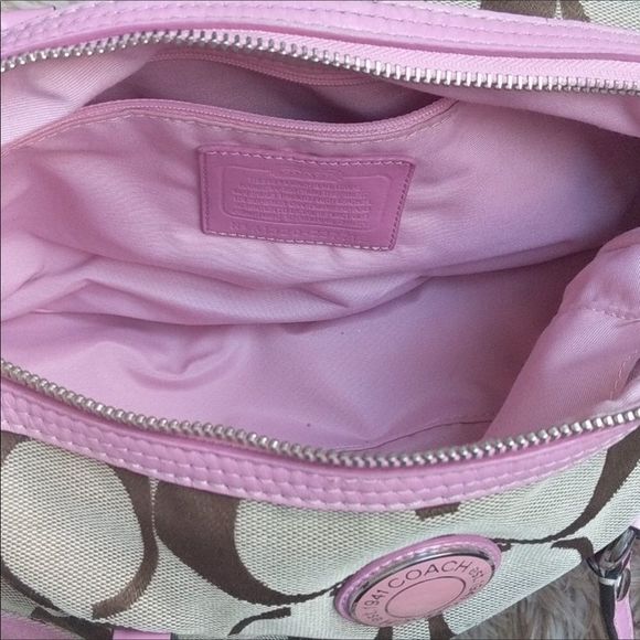 COACH Signature C Print Punk Leather Trim Handbag - Picture 8 of 8